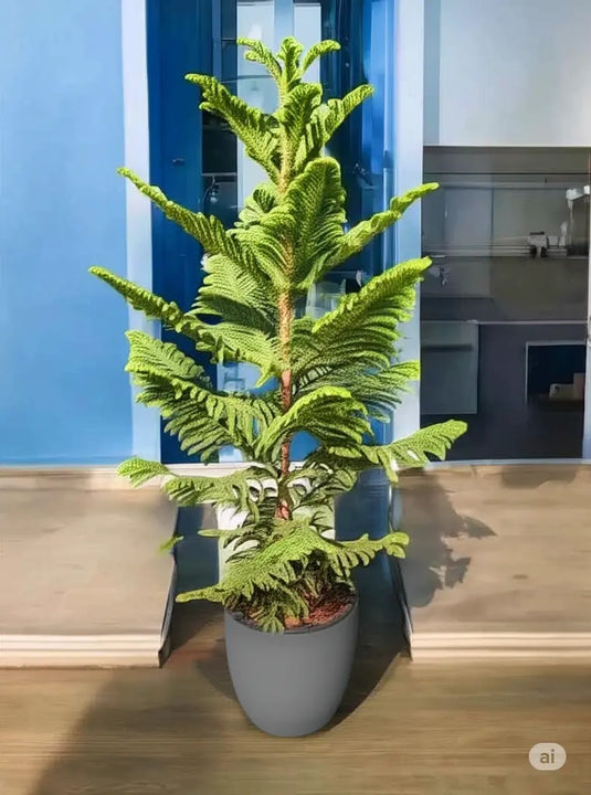 Araucaria Heterophylla | Norfolk Island Pine or Triangle Tree | 100-120 cm | Nursery and Ceramic Pot | Air Purifying